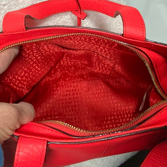 NWOT ♠️ Kate Spade Red Leather Satchel Crossbody - Picture 5 of 14